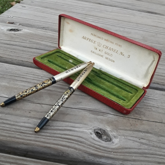 Vintage Writing Pen 14kt Gold Chanel No 5 Ink Set - Picture 4 of 16
